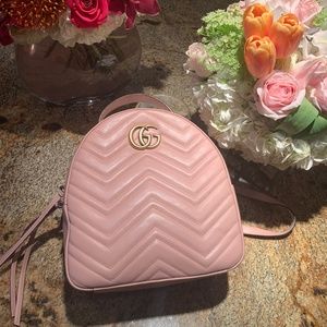 Gucci Calfskin Matelasse Marmont Dome Backpack Light Pink